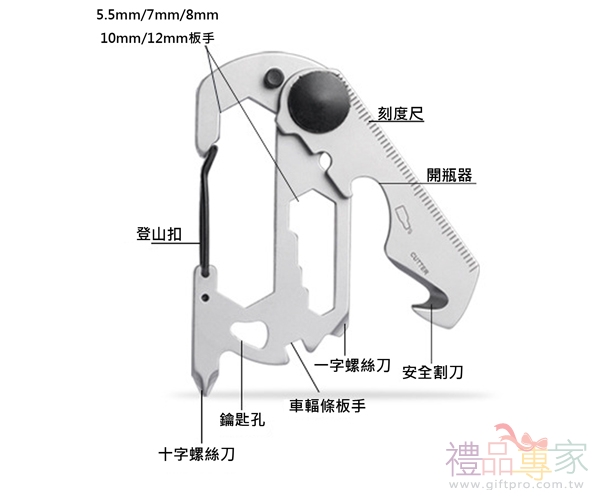 不鏽鋼多功能工具卡(GHK009)